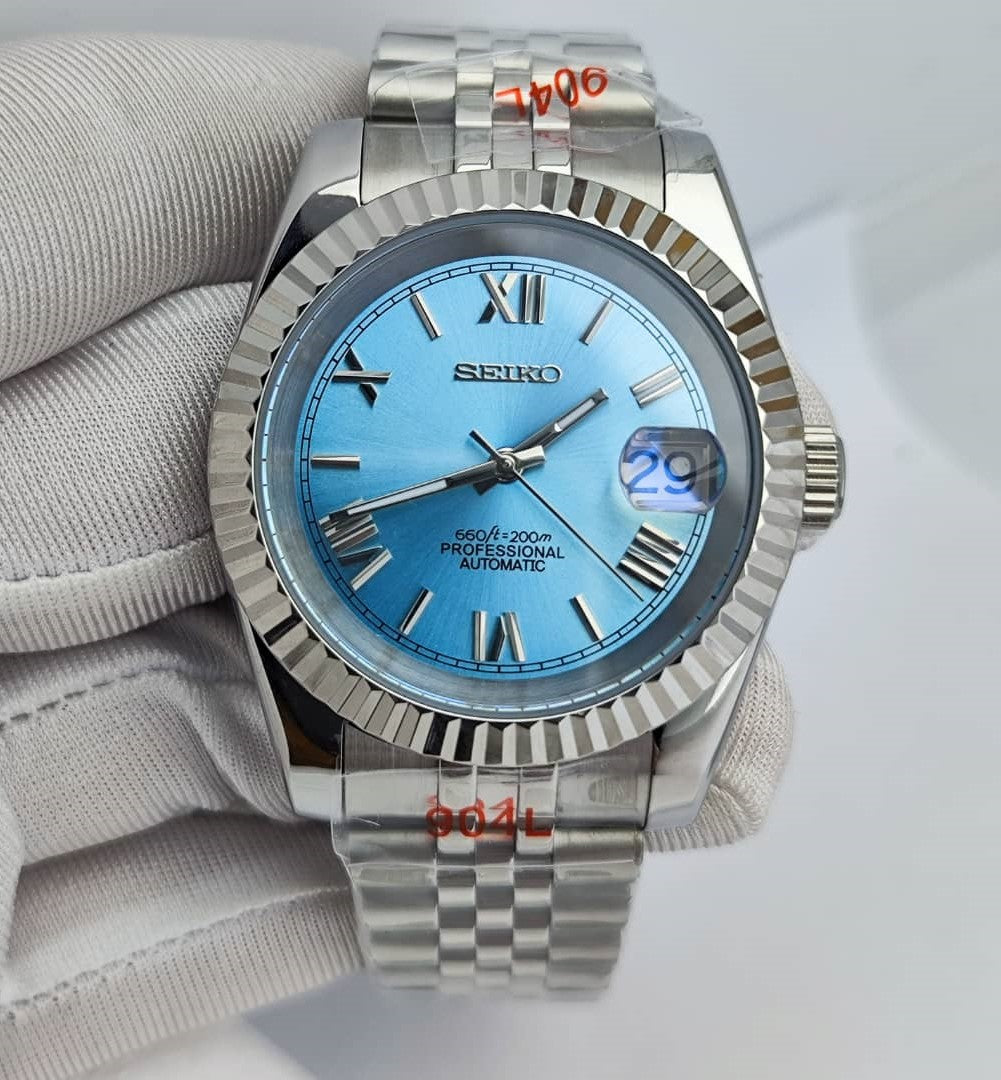 Seiko Mod DateJust Sky Blue NH35 römische Ziffer