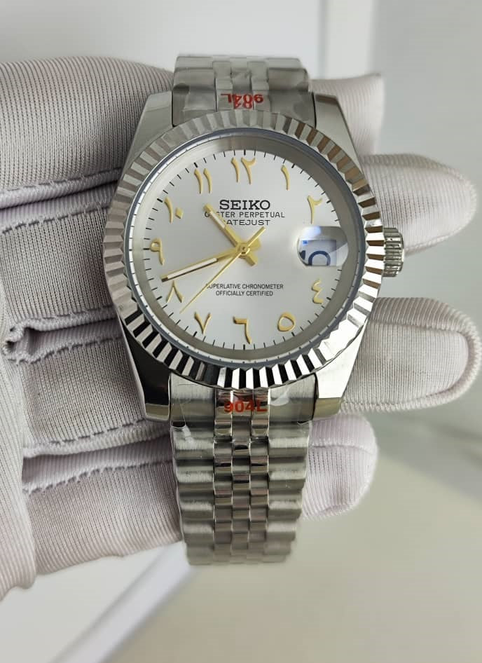 Seiko Mod arabisches Zifferblatt NH35 Weißgold