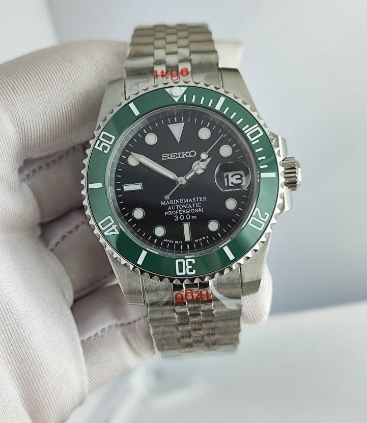 Seiko Mod Submariner NH35 Black Lunette Verte