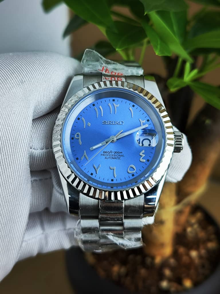 Seiko Mod arabisches Zifferblatt NH35 Himmelblau