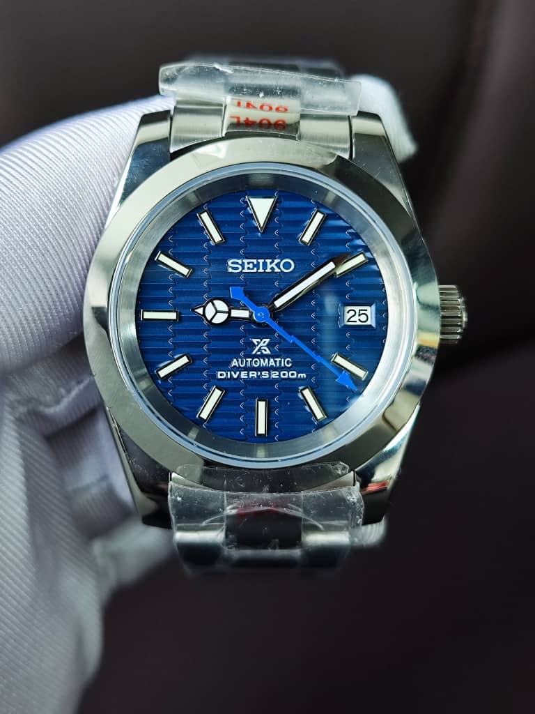 Seiko Mod DateJust Cadran Cannelé Blue Aiguille Bleue NH35