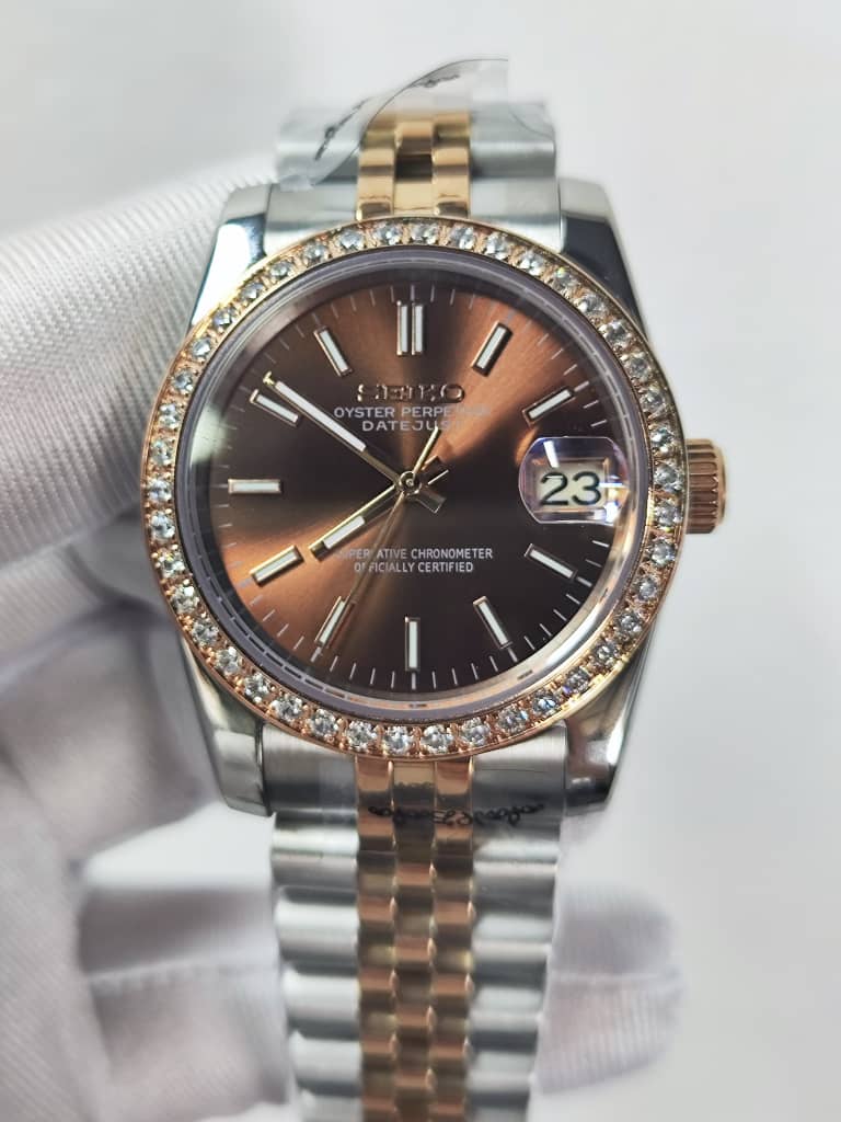 Seiko Mod Oyster Perpetual Rose Gold Diamond NH35