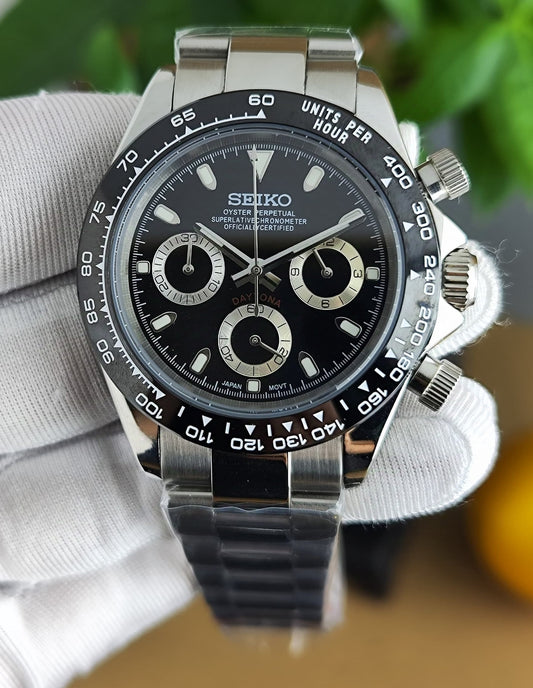 Seiko Mod Daytona Panda Black VK63