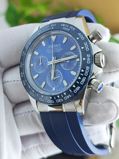 Seiko Mod Daytona Silver Blue VK63