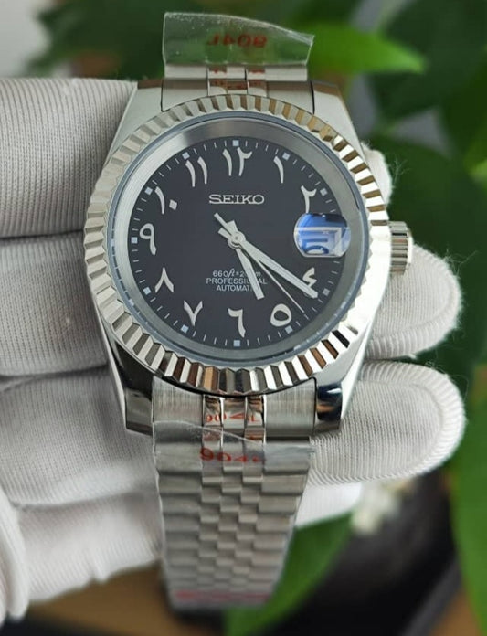 Seiko Mod Arabisches Zifferblatt NH35 Schwarz