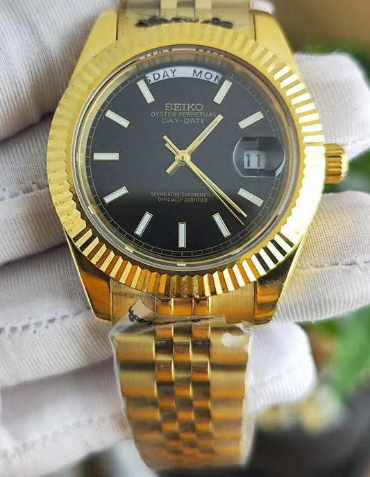 Seiko Mod DayDate Black Gold