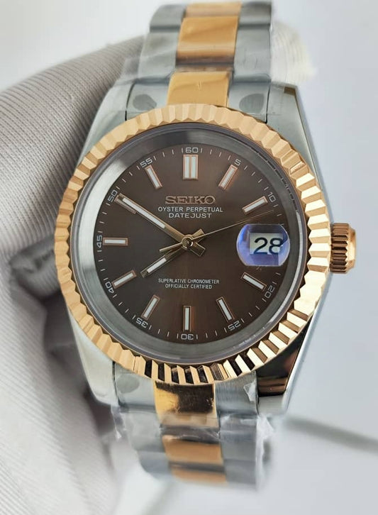 Seiko Mod DateJust Oyster Perpetual Rose Gold Chocolat NH35