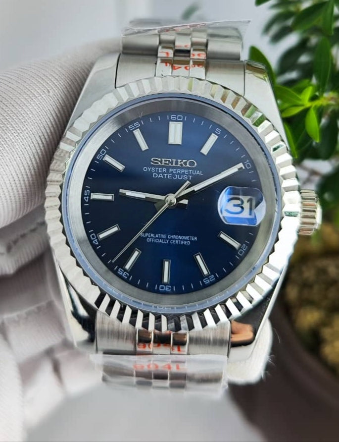 Seiko Mod DateJust Oyster Perpetual Navy Blue NH35