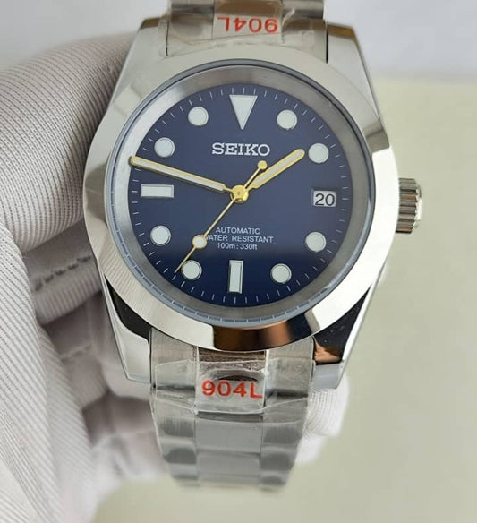 Seiko Mod DateJust Cadran Bleu Aiguille Gold NH35