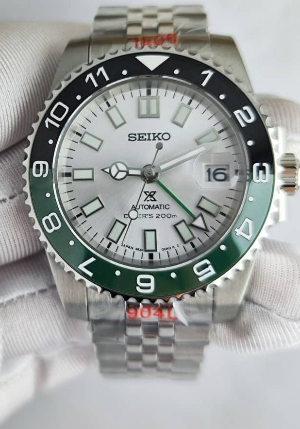 Seiko Mod GMT White Dial Sprite NH34